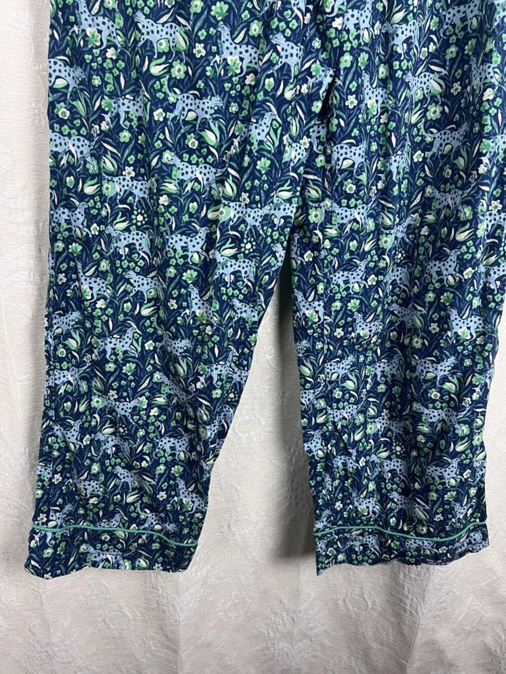 J.Crew Fauna Floral Blue Spotted Leopard Cotton Poplin Pajama Set lounge sleep M - Picture 12 of 15